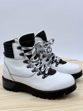 Bos & Co White Leather Gator Prima Waterproof Winter Boots 39 US Size 8